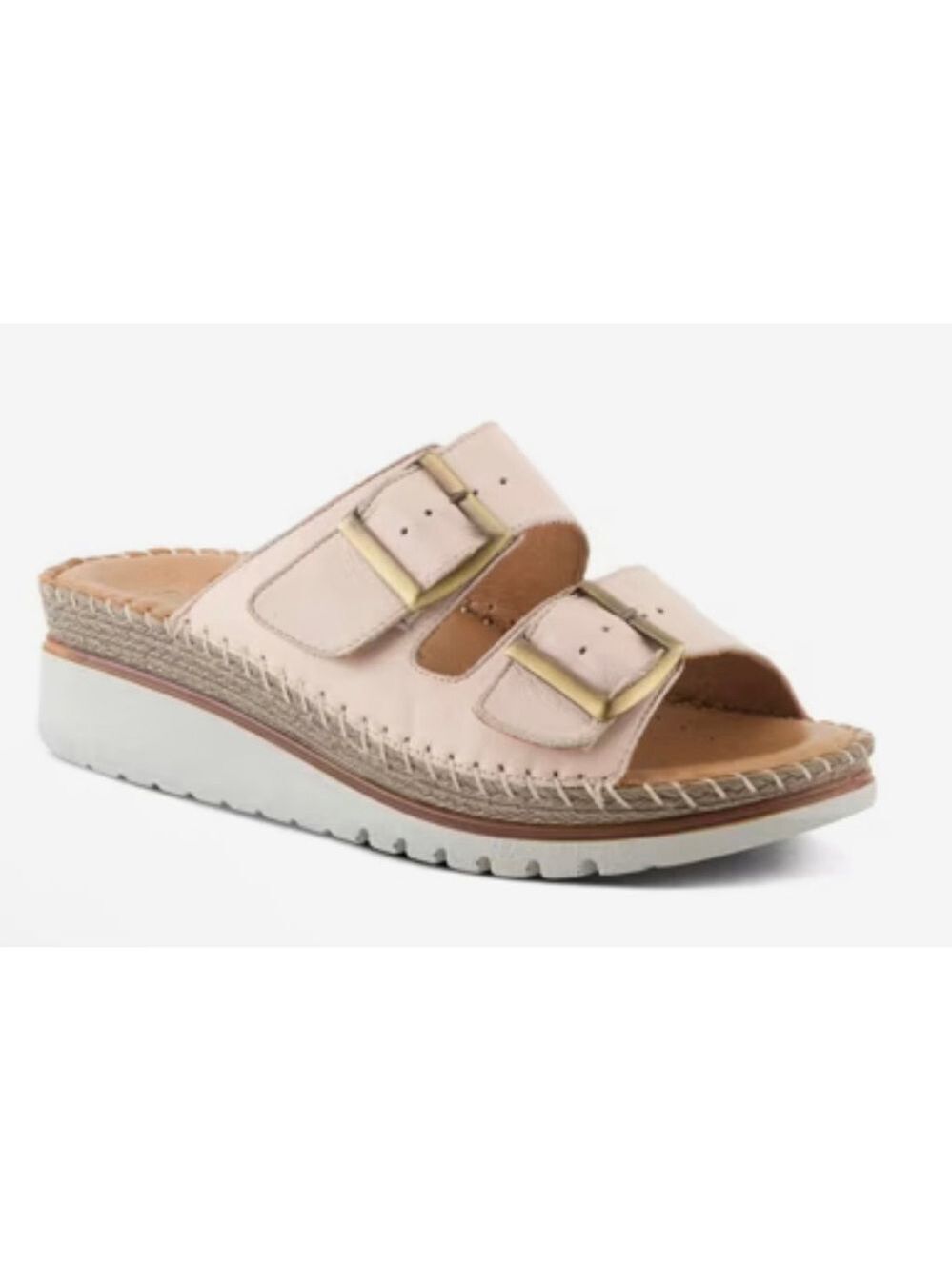 NWOB Women's Spring Step Pink Leather Buckle Sandals Size 9.5-10